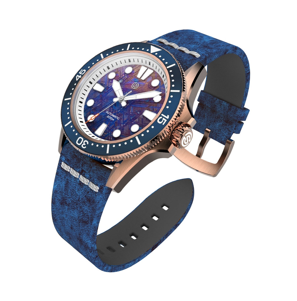 Bronze watch on sale blue dial